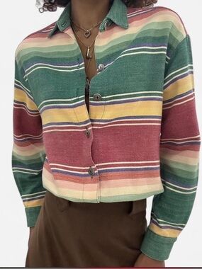 Vintage Double D Ranchwear Striped serape  Western Button-Up RTL $245 M like new